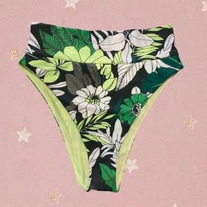 NWT American Eagle Aerie High Waisted Cheeky High Cut Out Bikini Bottoms S